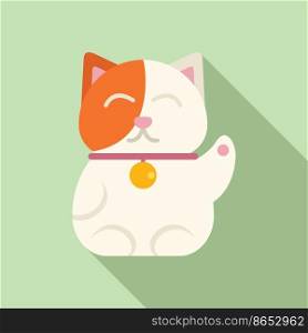 Lucky cat icon flat vector. Japan maneki. Chinese fortune. Lucky cat icon flat vector. Japan maneki