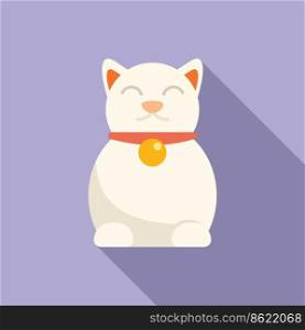 Lucky charm cat icon flat vector. Japan year. Fortune luck. Lucky charm cat icon flat vector. Japan year