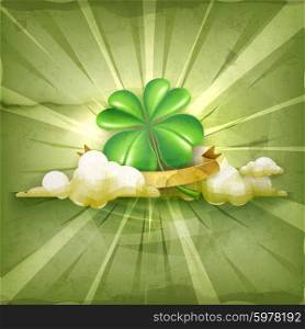 Lucky Clover, old style vector background