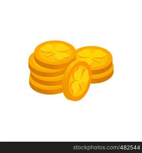 Lucky gold coin isometric 3d icon on a white background. Lucky gold coin isometric 3d icon