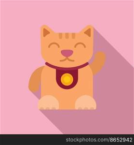 Lucky kitty icon flat vector. Maneki cat. Animal toy. Lucky kitty icon flat vector. Maneki cat