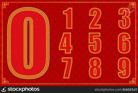 lucky number is zero to nine for happy chinese new year style. vector illustration eps10