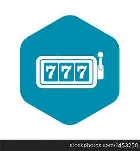 Lucky seven on slot machine icon. Simple illustration of lucky seven on slot machine vector icon for web. Lucky seven on slot machine icon, simple style