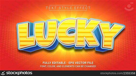 Lucky Text Style Effect. Editable Graphic Text Template.