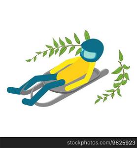 Luge icon isometric vector. Luge sled man race athlete during winter competition. Winter sport concept. Luge icon isometric vector. Luge sled man race athlete during winter competition