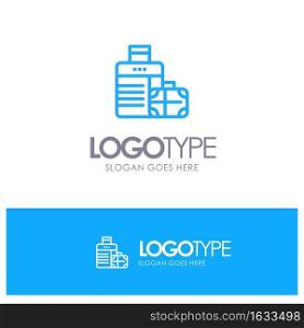 Luggage, Bag, Handbag, Hotel Blue Logo Line Style