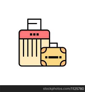 Luggage, Bag, Handbag, Hotel Flat Color Icon. Vector icon banner Template