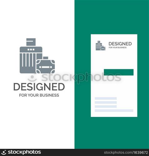 Luggage, Bag, Handbag, Hotel Grey Logo Design and Business Card Template