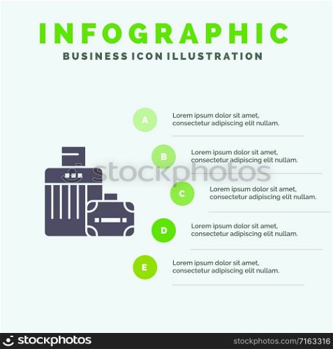 Luggage, Bag, Handbag, Hotel Infographics Presentation Template. 5 Steps Presentation