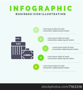 Luggage, Bag, Handbag, Hotel Infographics Presentation Template. 5 Steps Presentation