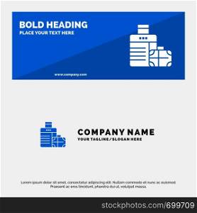 Luggage, Bag, Handbag, Hotel SOlid Icon Website Banner and Business Logo Template