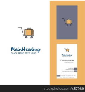 Luggage cart Creative Logo and business card. vertical Design Vector