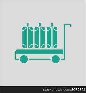 Luggage cart icon. Gray background with green. Vector illustration.