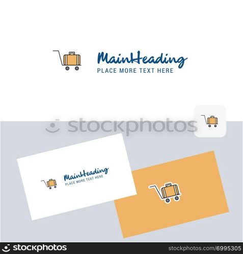 Luggage cart vector logotype with business card template. Elegant corporate identity. - Vector