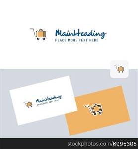 Luggage cart vector logotype with business card template. Elegant corporate identity. - Vector