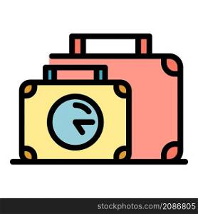 Luggage icon. Outline luggage vector icon color flat isolated. Luggage icon color outline vector
