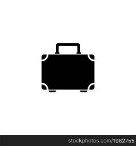 Luggage Suitcase. Flat Vector Icon. Simple black symbol on white background. Luggage Suitcase Flat Vector Icon