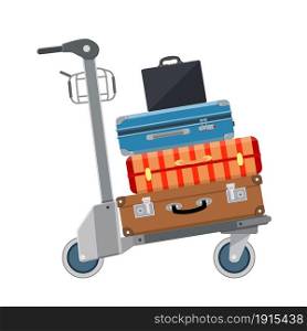 Luggage Trolley icon. Airport Luggage Cart. Vector illustration in flat style. Luggage Trolley icon