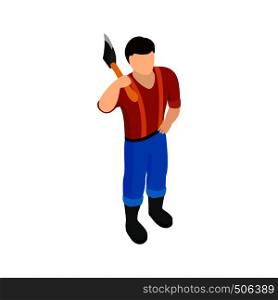 Lumberjack icon in isometric 3d style isolated on white background . Lumberjack icon, isometric 3d style