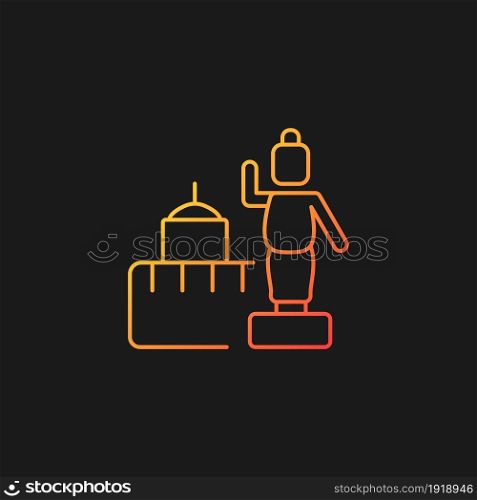 Lumbini gradient vector icon for dark theme. Buddhist pilgrimage place. Tourist destination. Buddha birthplace in Nepal. Thin line color symbol. Modern style pictogram. Vector isolated outline drawing. Lumbini gradient vector icon for dark theme