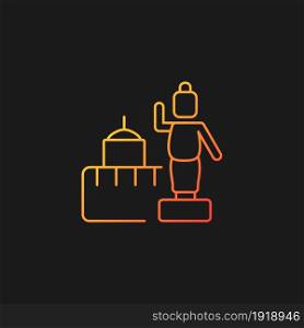Lumbini gradient vector icon for dark theme. Buddhist pilgrimage place. Tourist destination. Buddha birthplace in Nepal. Thin line color symbol. Modern style pictogram. Vector isolated outline drawing. Lumbini gradient vector icon for dark theme