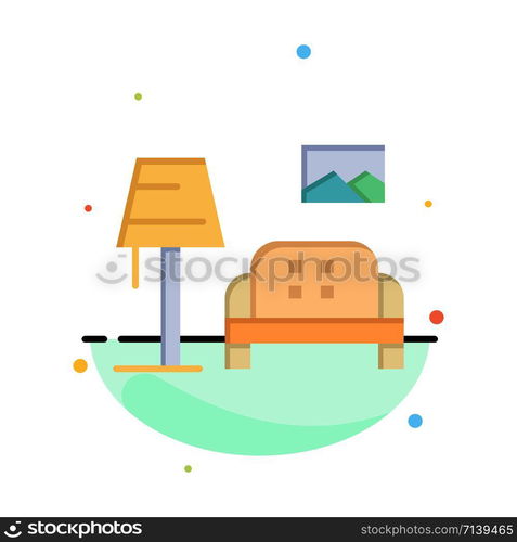 Lump, Room, Sofa, Gallery Abstract Flat Color Icon Template