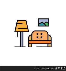 Lump, Room, Sofa, Gallery Flat Color Icon. Vector icon banner Template