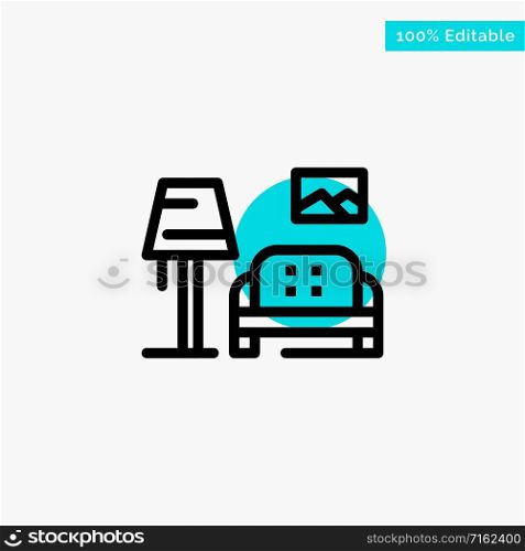 Lump, Room, Sofa, Gallery turquoise highlight circle point Vector icon