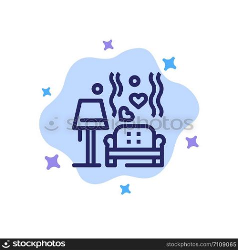 Lump, Sofa, Love, Heart, Wedding Blue Icon on Abstract Cloud Background