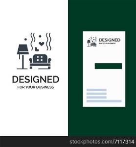 Lump, Sofa, Love, Heart, Wedding Grey Logo Design and Business Card Template