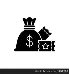 Lump-sum payment black glyph icon. One-time cash payout. Lottery winning. Collecting jackpot at once. One single payment. Silhouette symbol on white space. Vector isolated illustration. Lump-sum payment black glyph icon
