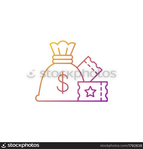 Lump-sum payment gradient linear vector icon. One-time cash payout. Lottery winning. Collecting jackpot at once. Thin line color symbols. Modern style pictogram. Vector isolated outline drawing. Lump-sum payment gradient linear vector icon