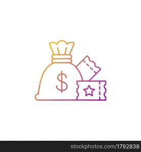 Lump-sum payment gradient linear vector icon. One-time cash payout. Lottery winning. Collecting jackpot at once. Thin line color symbols. Modern style pictogram. Vector isolated outline drawing. Lump-sum payment gradient linear vector icon