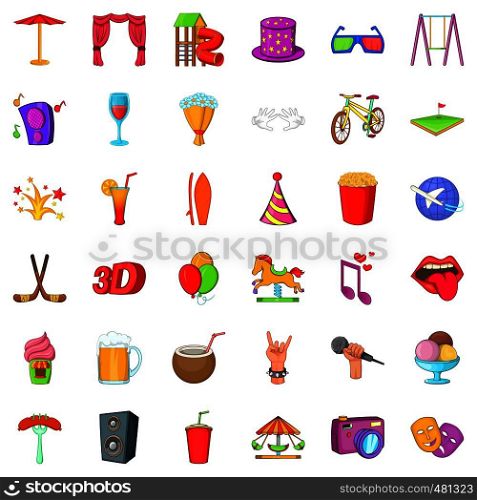 Lunapark icons set. Cartoon style of 36 lunapark vector icons for web isolated on white background. Lunapark icons set, cartoon style