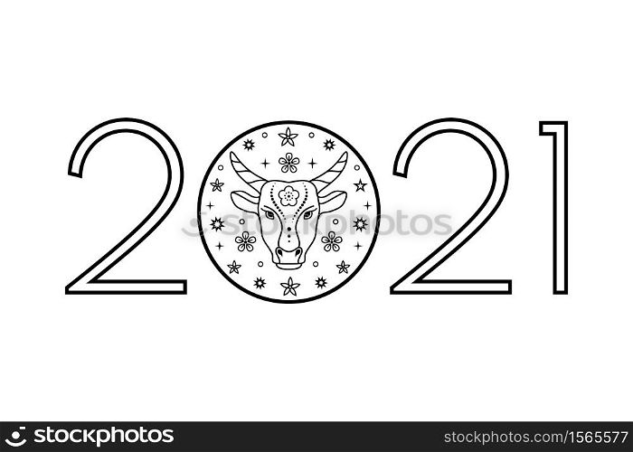 Lunar new year 2021. Symbol of 2021 year. Oriental horoscope.. Lunar new year