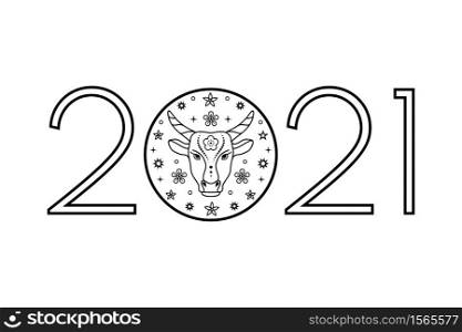 Lunar new year 2021. Symbol of 2021 year. Oriental horoscope.. Lunar new year
