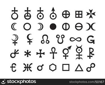 Lunar Phases and Aspects (Astrology Symbols set). Lunar Phases and Aspects