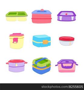 lunch box set cartoon. food school, meal snack, container apple, fresh healthy lunch box sign. isolated symbol vector illustration. lunch box set cartoon vector illustration