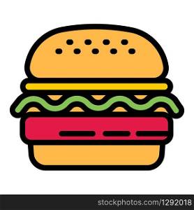 Lunch burger icon. Outline lunch burger vector icon for web design isolated on white background. Lunch burger icon, outline style