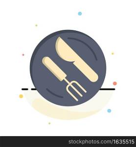 Lunch, Dish, Spoon, Knife Abstract Flat Color Icon Template