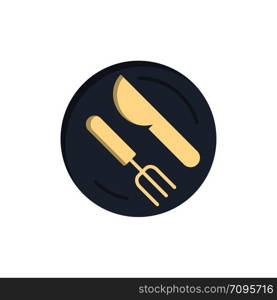 Lunch, Dish, Spoon, Knife Flat Color Icon. Vector icon banner Template