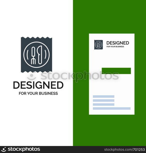 Lunch, Hotel, Knife, Table Grey Logo Design and Business Card Template