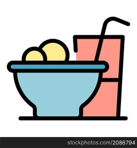 Lunch icon. Outline lunch vector icon color flat isolated. Lunch icon color outline vector