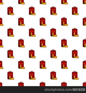 Lunch in backpack pattern seamless vector repeat for any web design. Lunch in backpack pattern seamless vector