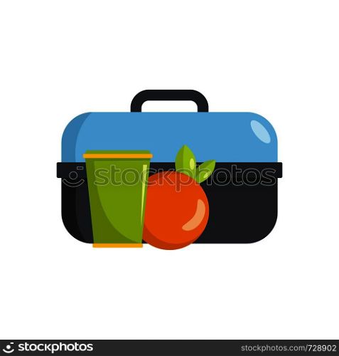 Lunch in box icon. Flat illustration of lunch in box vector icon for web. Lunch in box icon, flat style