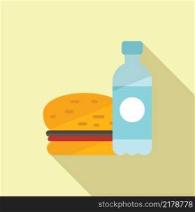 Lunch water bottle icon flat vector. Healthy meal. Snack dinner. Lunch water bottle icon flat vector. Healthy meal