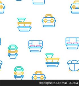 Lunchbox Dishware Vector Seamless Pattern Color Line Illustration. Lunchbox Dishware Vector Seamless Pattern