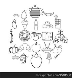 Luncheon icons set. Outline set of 25 luncheon vector icons for web isolated on white background. Luncheon icons set, outline style