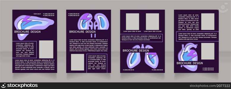 Lung cancer prevention and treatment blank brochure layout design. Vertical poster template set with empty copy space for text. Premade corporate reports collection. Editable flyer paper pages. Lung cancer prevention and treatment blank brochure layout design