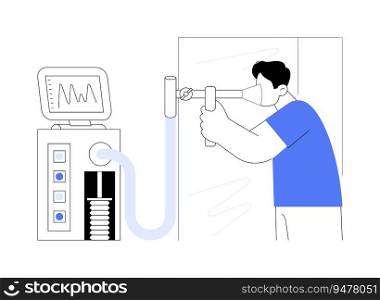 Lung function tests abstract concept vector illustration. Patient suffering from allergy checking lung function, breathing test, immunology sector, pulmonary function experiment abstract metaphor.. Lung function tests abstract concept vector illustration.